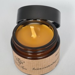 ELEGANCKA Świeca z naturalnego wosku pszczelego W SZKLANYM ZAKRĘCANYM SŁOICZKU 50ml - 5x5.5cm